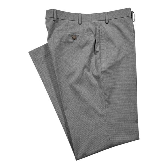 Ralph Lauren Mens Pants 36x32 Gray Check Dress Trousers Stretch Flat Front - Picture 1 of 7